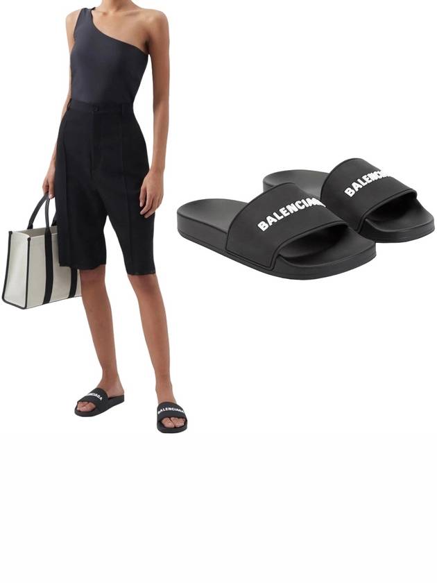 Luxury Balenciaga Logo Slippers Black