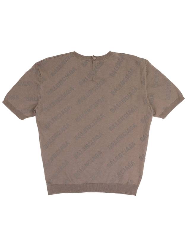 Luxury Balenciaga Cotton Diagonal Logo Short Sleeve T-Shirt Brown