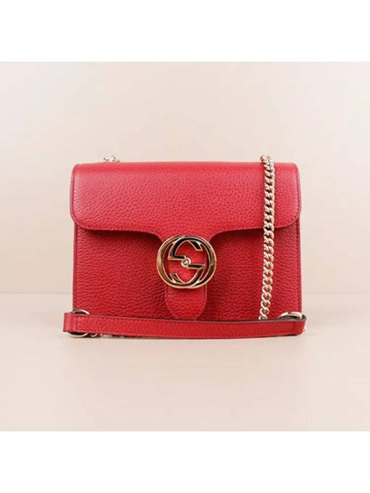 Luxury Gucci Trending 2025 Interlocking GG Chain Small Cross Bag Red