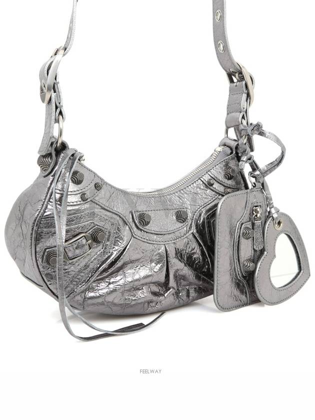 Luxury Balenciaga Women s Le Cagol Xs Shoulder Bag Metallic Silver Cross 671309