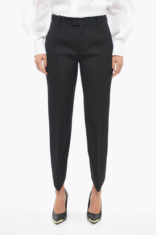 Luxury Bottega Veneta Wool Front-pleated Pants with Curved Design