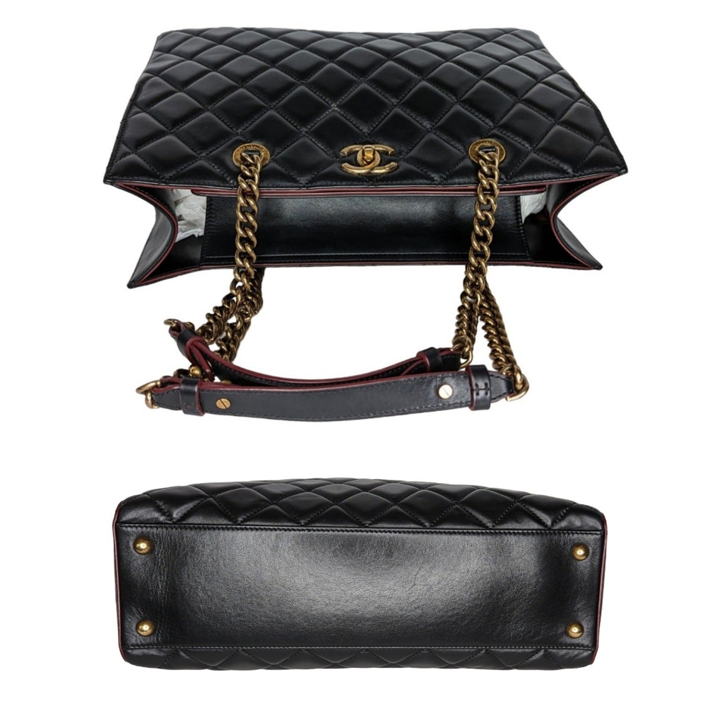 Luxury Chanel Black Quilted Calfskin Perfect Edge Tote
