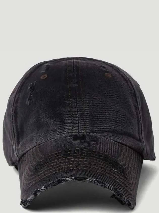 Luxury Balenciaga Embroidered Logo Denim Ball Cap Dark Grey