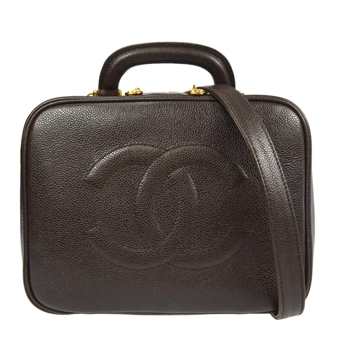 Luxury Chanel Black Caviar Vanity 2way Shoulder Handbag