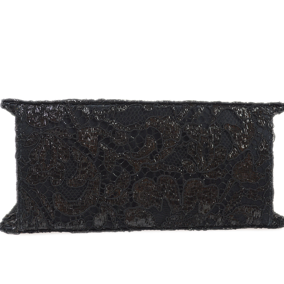 Luxury Chanel * 1997-1999 Lace Both Side Handbag Black Satin