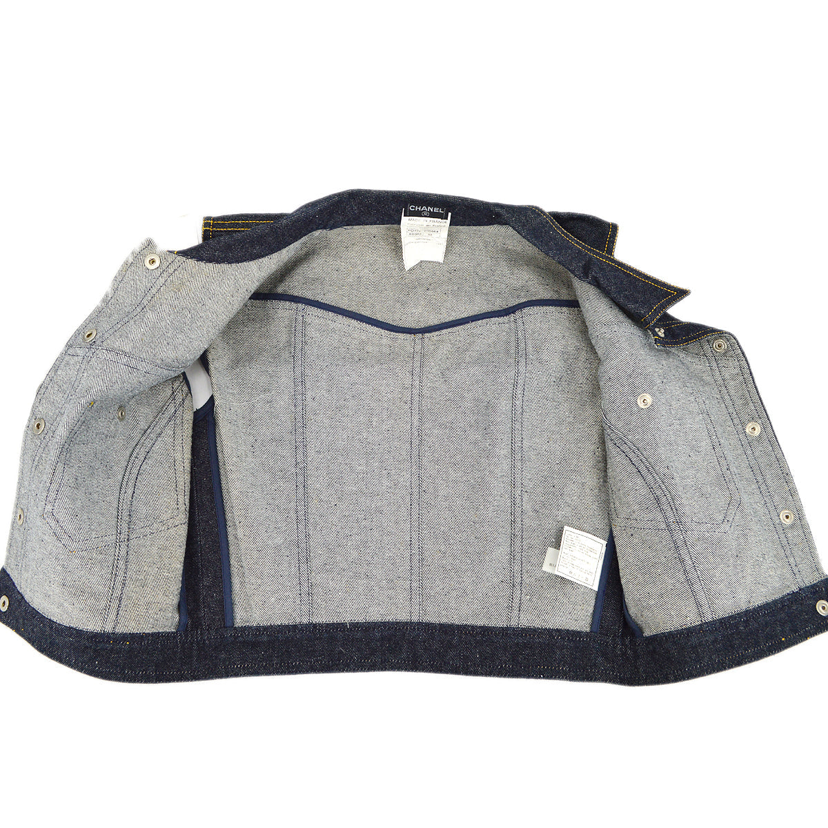 Chanel Sleeveless Vest Denim Jacket Indigo E97 #38