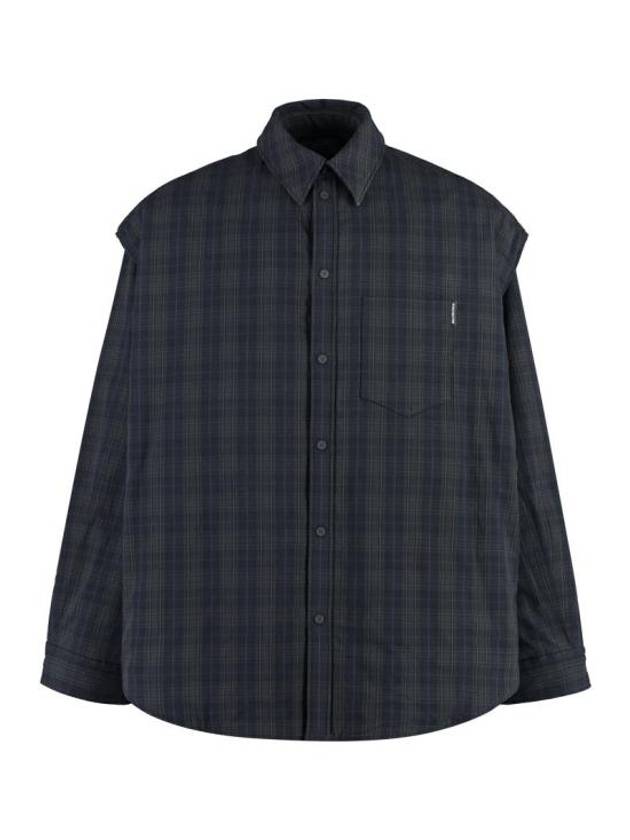 Luxury Balenciaga Checked Pattern Long Sleeve Shirt Grey
