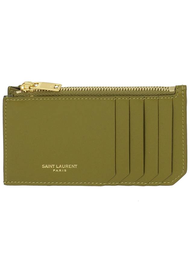 Luxury Saint Laurent Monogram Fragment Card Wallet Green