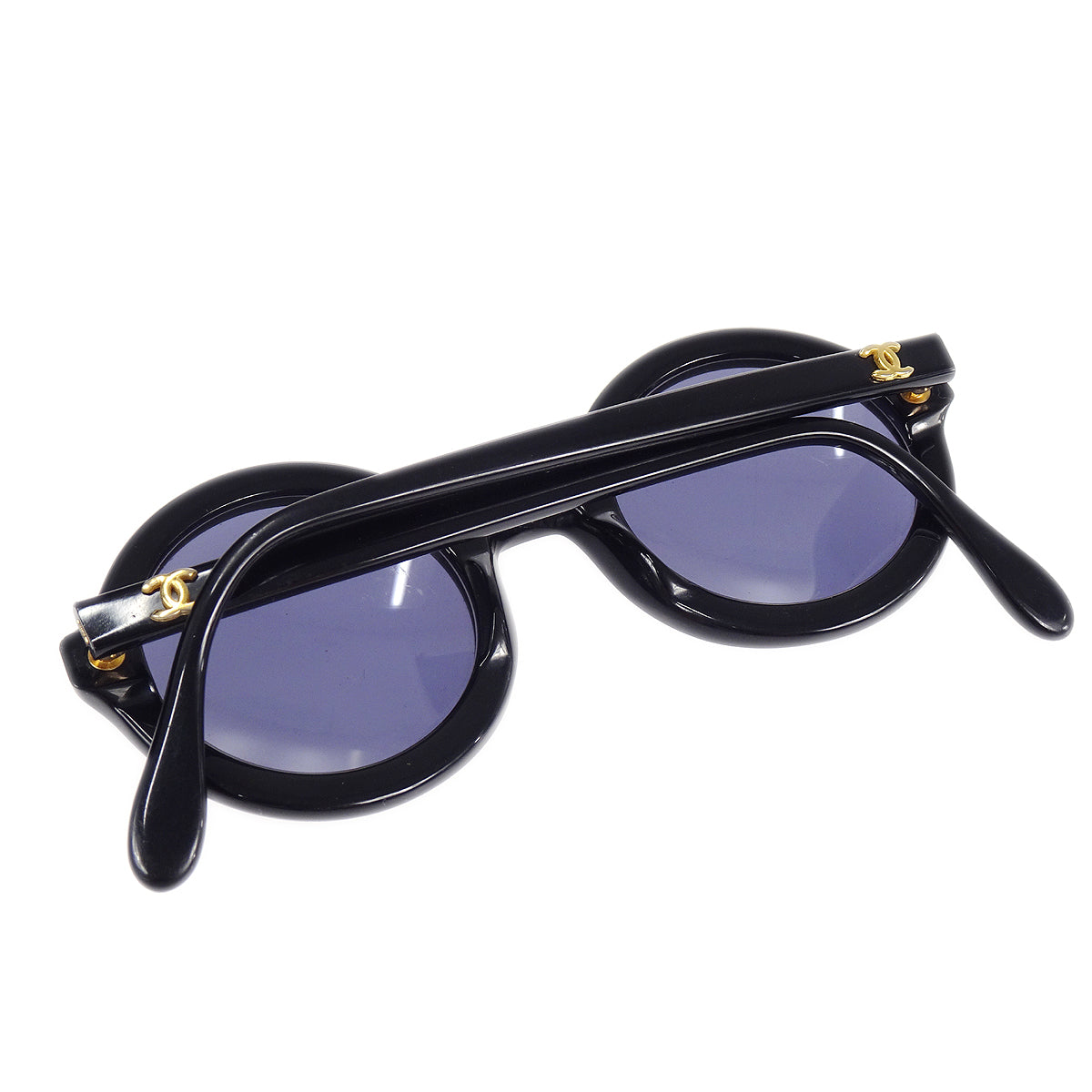 Luxury Chanel Round Sunglasses Eyewear Black Small New