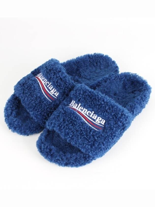Luxury Balenciaga fur slide sandals 40