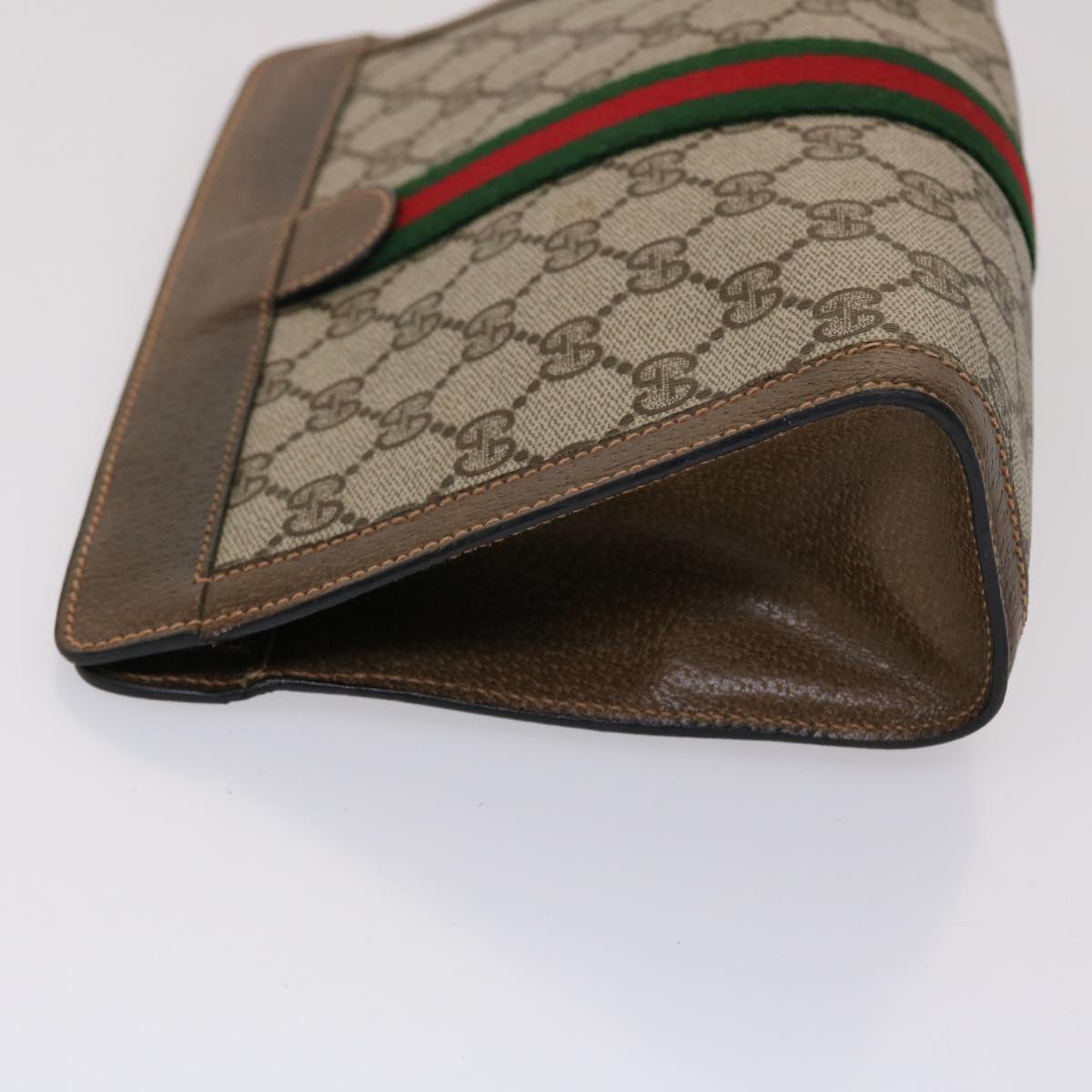 Luxury Gucci Trending 2025 GG Canvas Web Sherry Line Clutch Bag PVC Leather Beige Green
