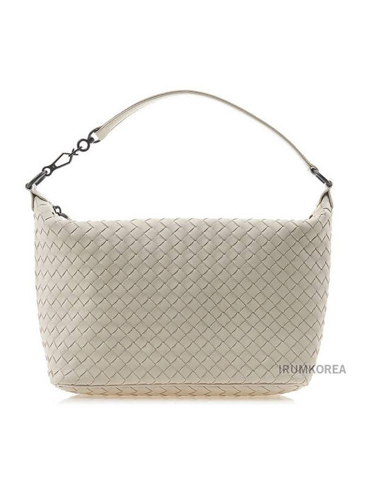 Luxury Bottega Veneta Intrecciato Leather Shoulder Bag Cream