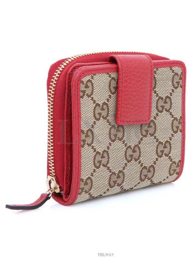 Luxury Gucci Trending 2025 Supreme Red Zipper GG Canvas Half Wallet 346056