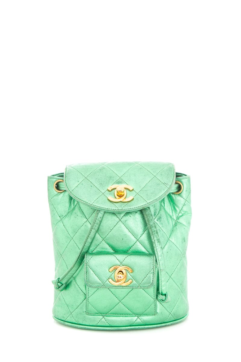 Luxury Chanel Vintage Metallic Green Mini Duma Backpack