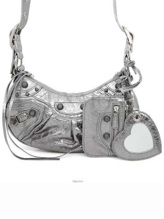 Luxury Balenciaga Women s Le Cagol Xs Shoulder Bag Metallic Silver Cross 671309