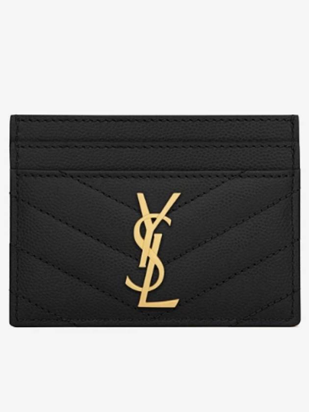 Luxury Saint Laurent Gold Hardware Matelasse Caviar Leather Card Wallet Black