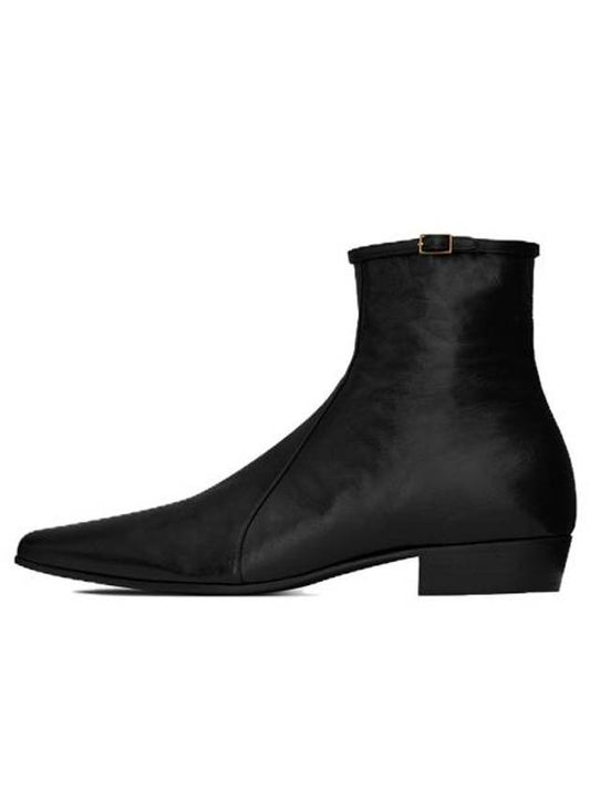 Luxury Saint Laurent Romeo Calf Leather Ankle Boots Black