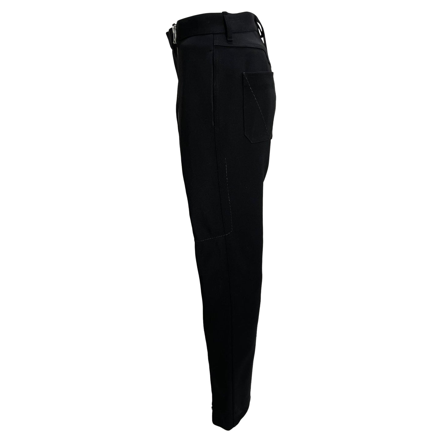 Luxury Bottega Veneta Bonded Stretch Cavalry Slim Trousers in Black Wool