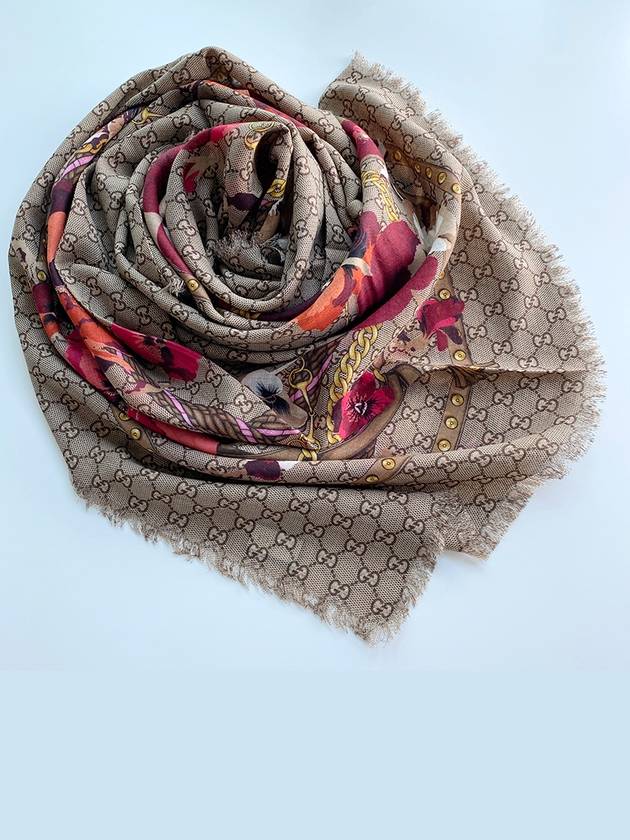 Luxury Gucci Trending 2025 GG Flower Square Shawl Wool Muffler Red