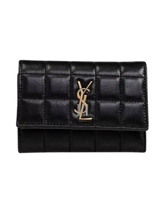 Luxury Saint Laurent Cassandra Matelasse Carre Half Wallet Black