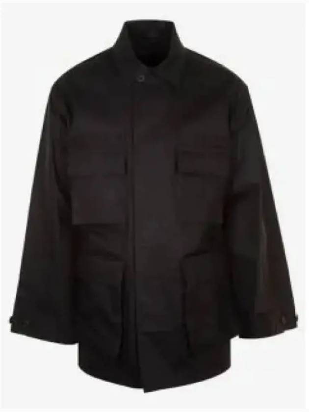 Luxury Balenciaga Men's Cotton Drill Cargo Jacket Black