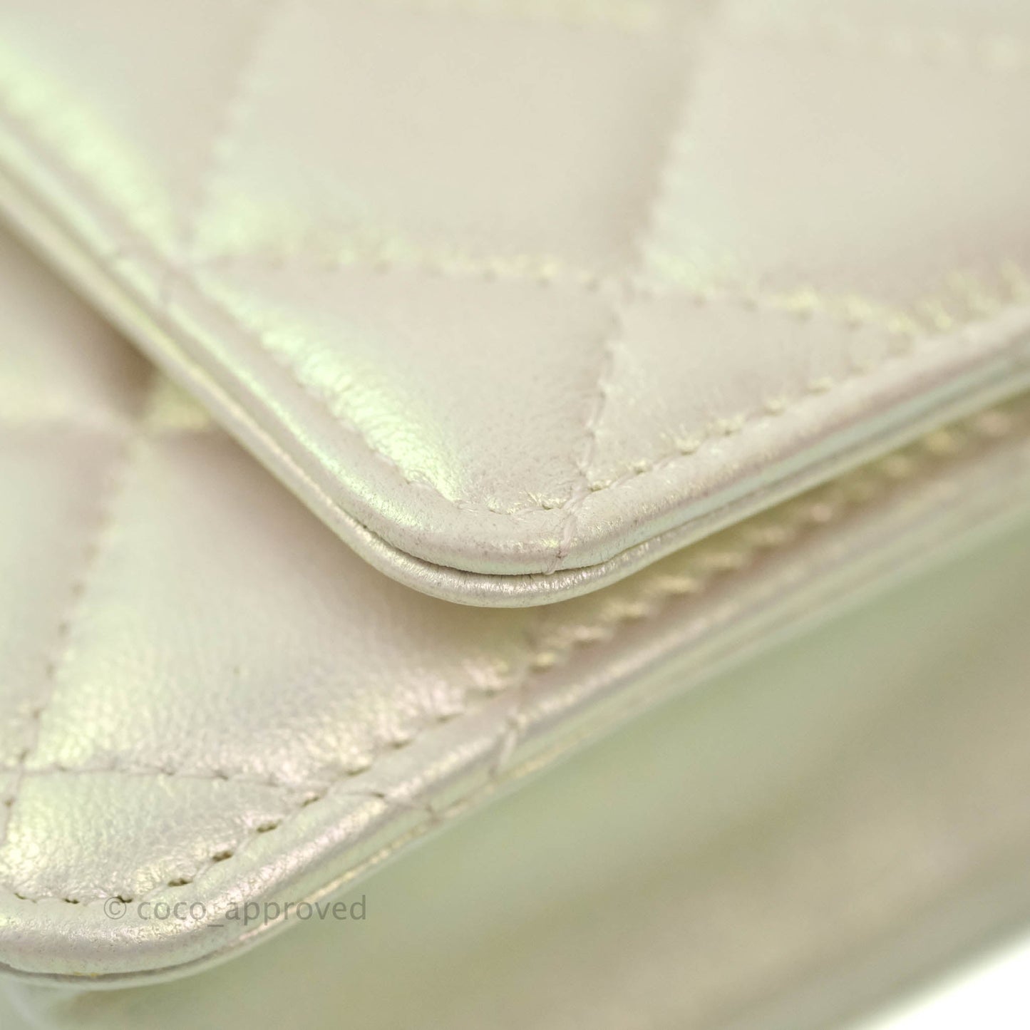 Chanel Quilted Wallet on Chain WOC Iridescent Ivory Light Gold Hardware