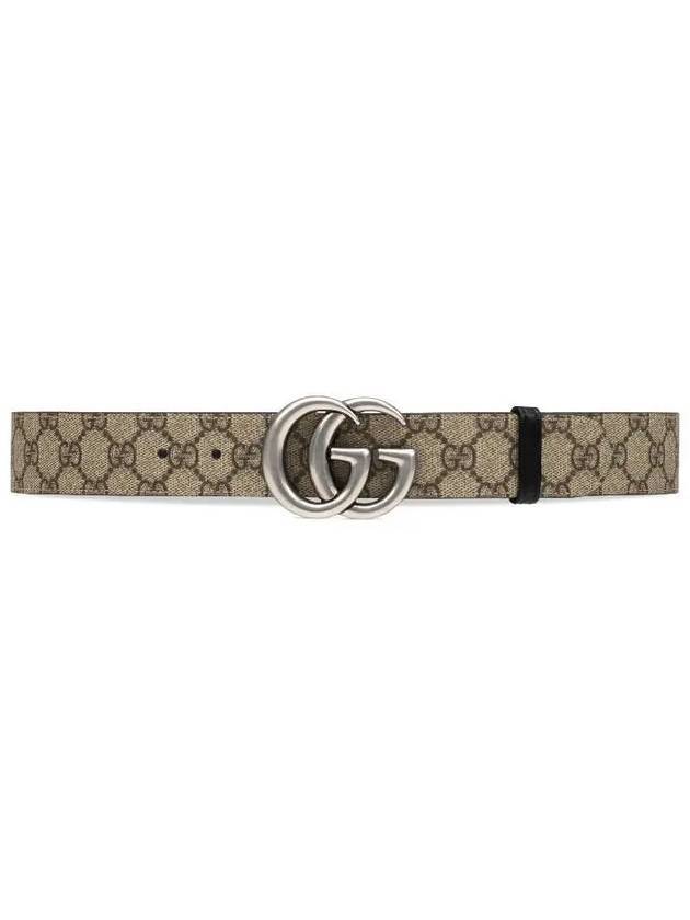 Luxury Gucci Trending 2025 GG Marmont Silver Reversible Thin Belt Beige
