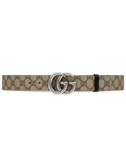 Luxury Gucci Trending 2025 GG Marmont Silver Reversible Thin Belt Beige