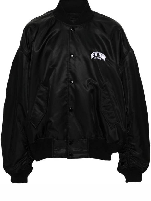Luxury Balenciaga New York Embroidery Bomber Jacket Black
