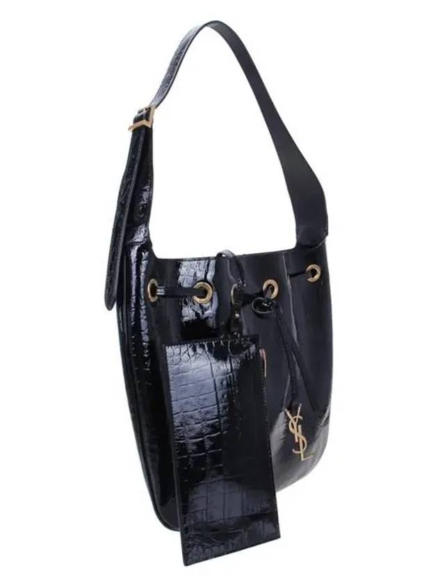 Luxury Saint Laurent Paris VII Medium Embossed Shoulder Bag Black
