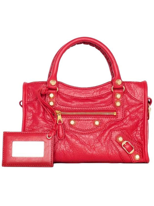 Luxury Balenciaga Giant City Mini Leather Tote Bag Red