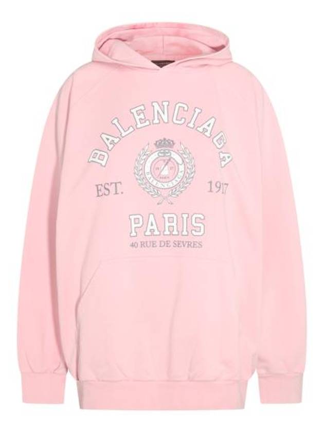 Luxury Balenciaga College Logo Hoodie Pink