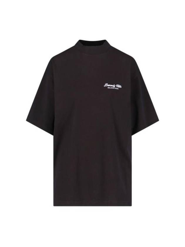 Luxury Balenciaga Logo Print Medium Fit Short Sleeve T-Shirt Black