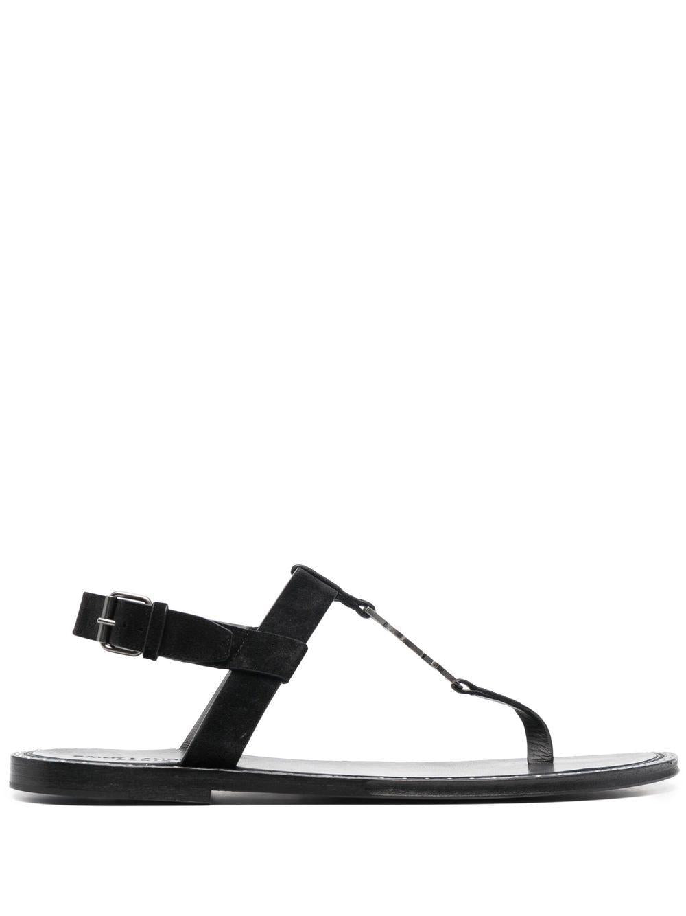 Luxury Saint Laurent Men's Cassandra Sandals in Nero | Size 42.5 | 7322291NZAA1000