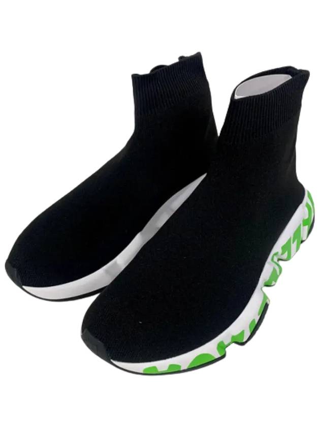 Luxury Balenciaga Speed Midsole Graffiti Low Top Sneakers Fluo Green Black