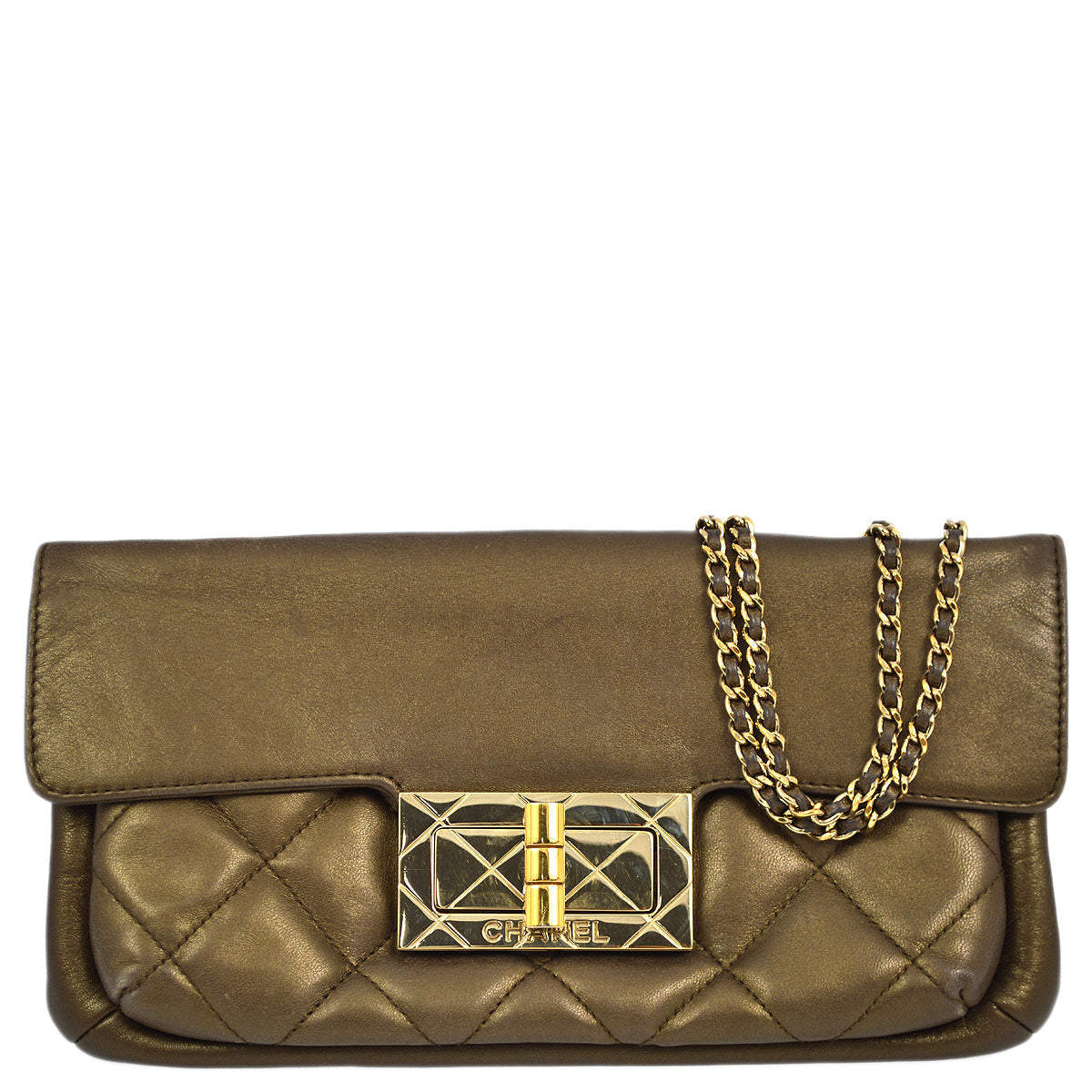 Luxury Chanel 2004-2005 Bronze Lambskin Mademoiselle Lock Shoulder Bag