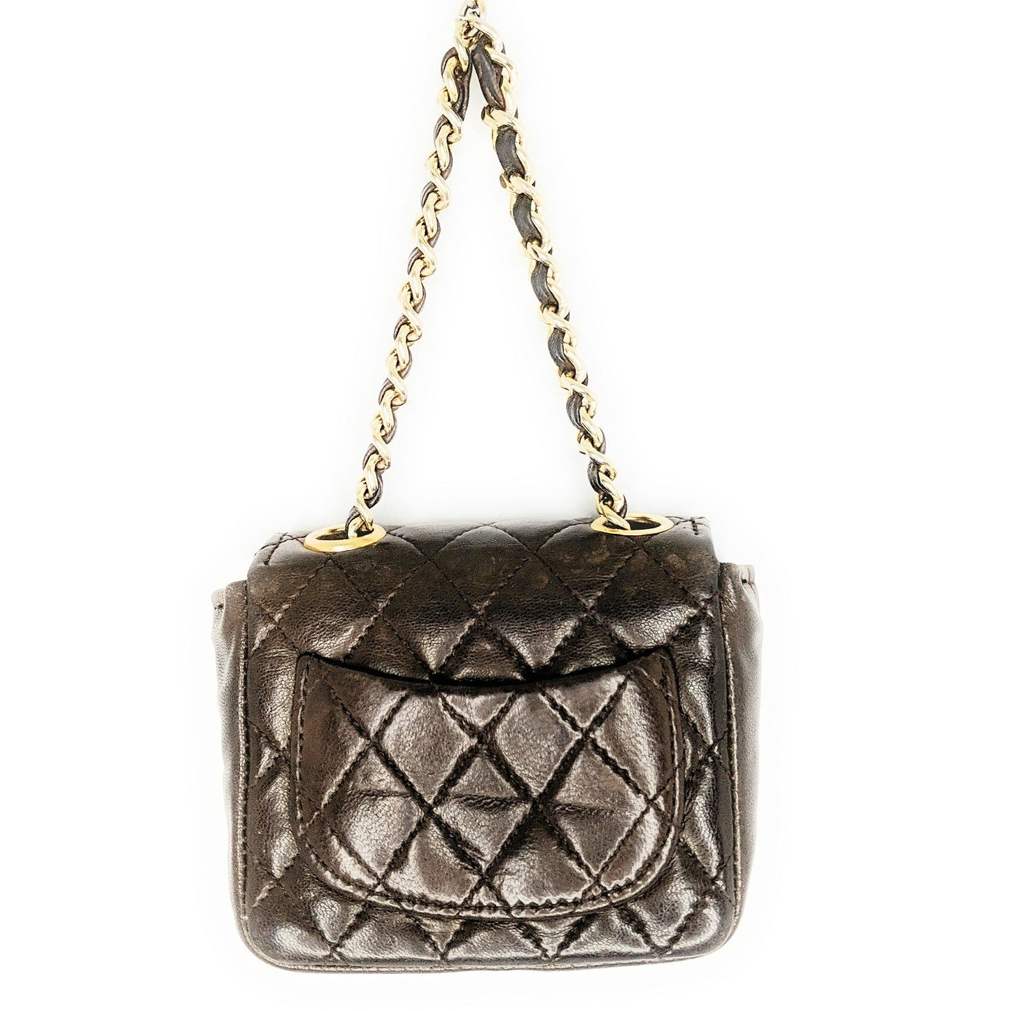 Luxury Chanel Vintage Brown Quilted Micro Belt Bag
