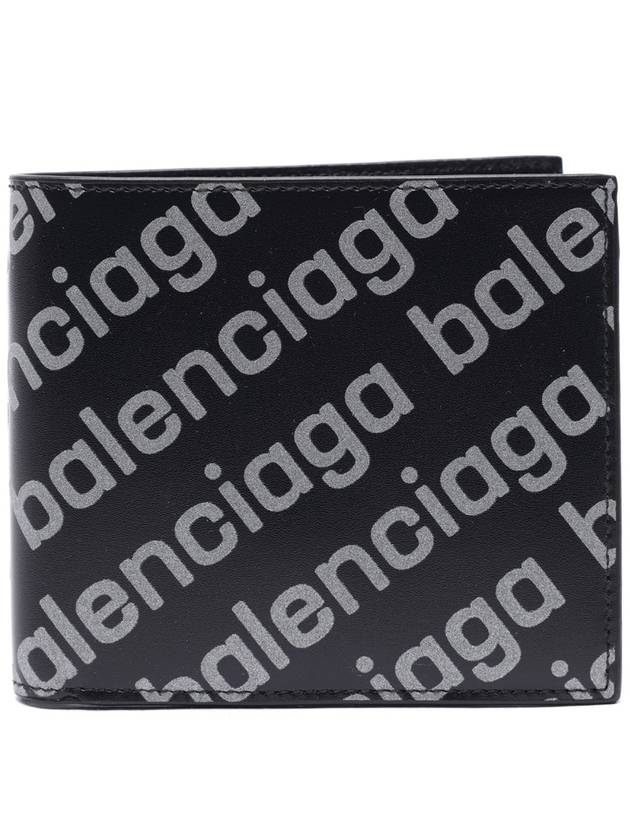 Luxury Balenciaga Reflected Logo Half Wallet Black
