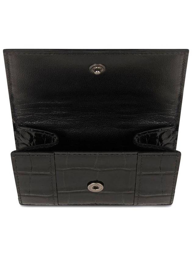 Luxury Balenciaga Hourglass B Logo Half Wallet Black