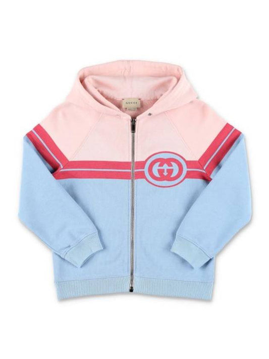 Luxury Gucci Trending 2025 Kids Logo Zip Up Hoodie Pink Blue