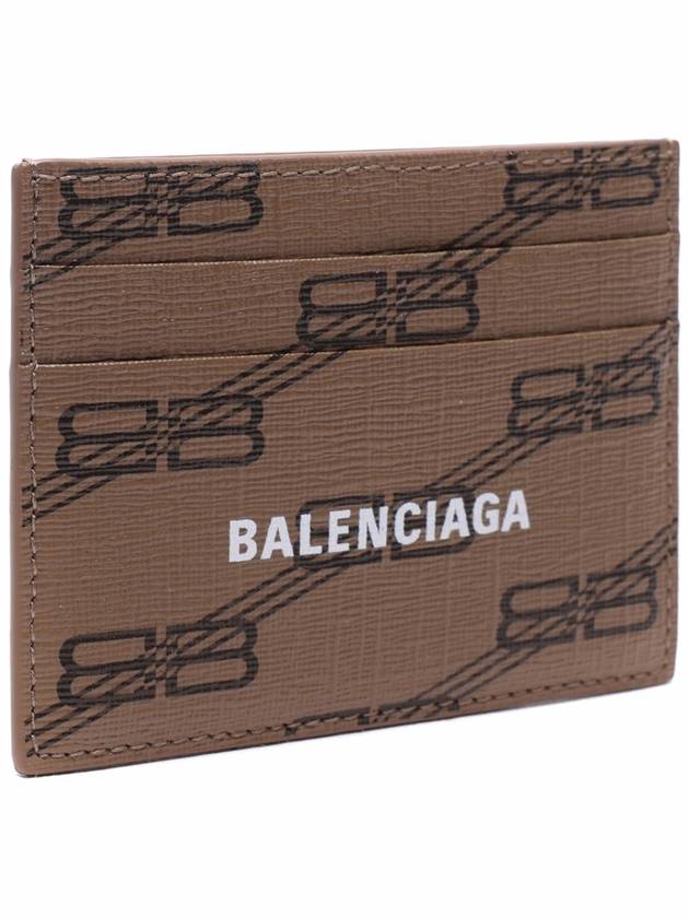 Luxury Balenciaga BB Monogram Card Wallet Brown