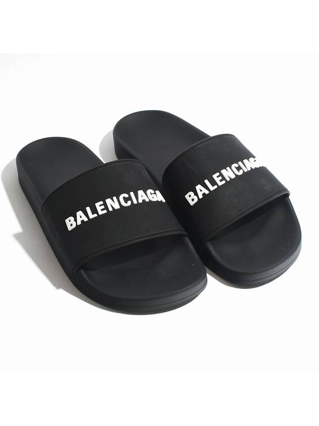 Luxury Balenciaga Men's Logo Full Slippers Black