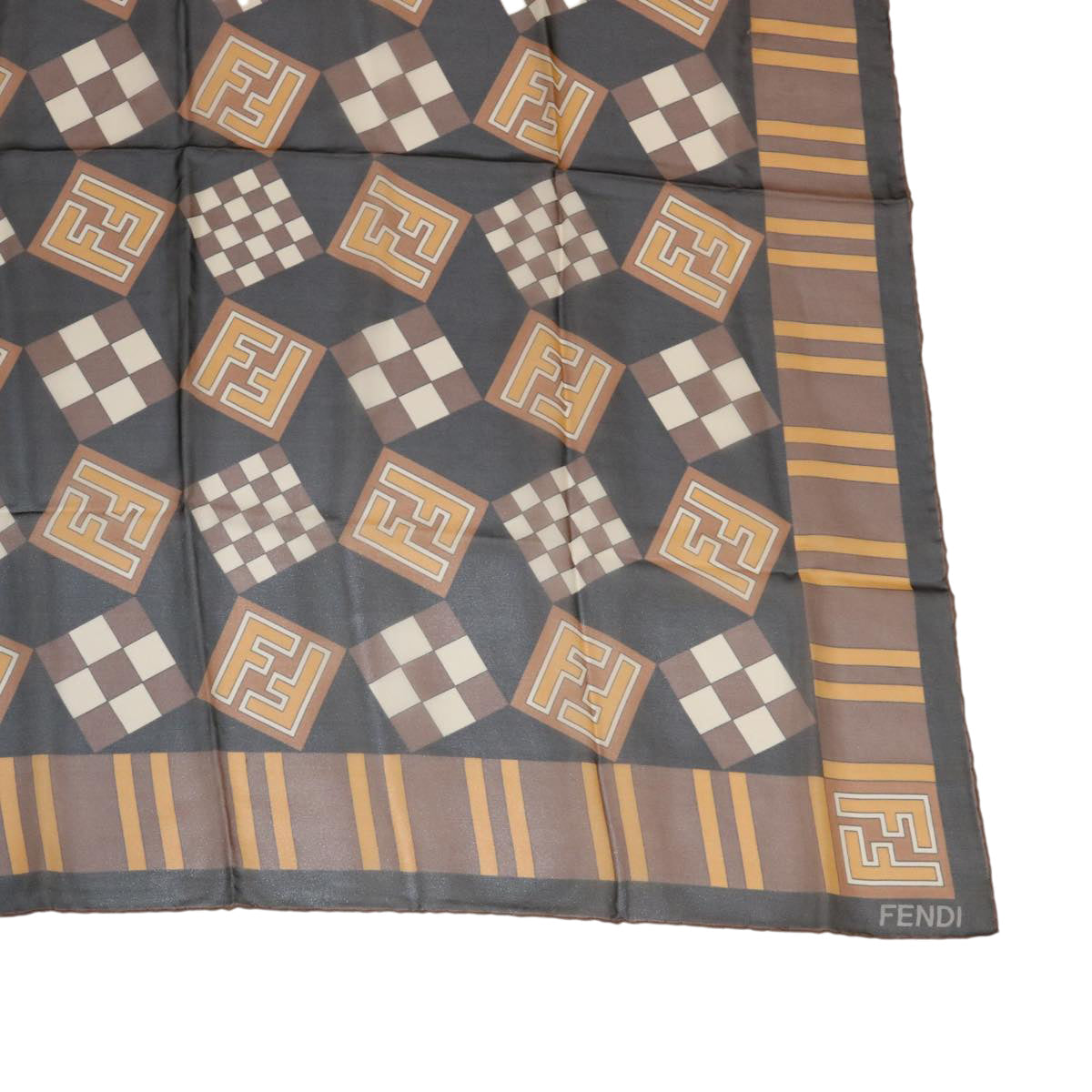 Luxury FendiZucca Scarf Silk Brown Blackac1750