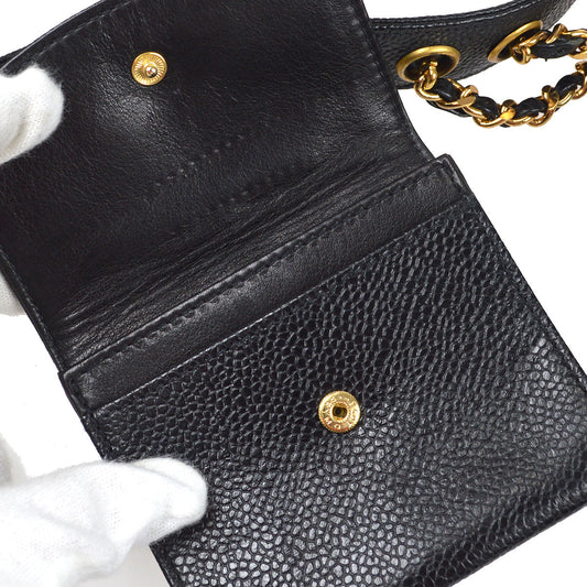 Luxury Chanel Black Caviar Multi Pouch