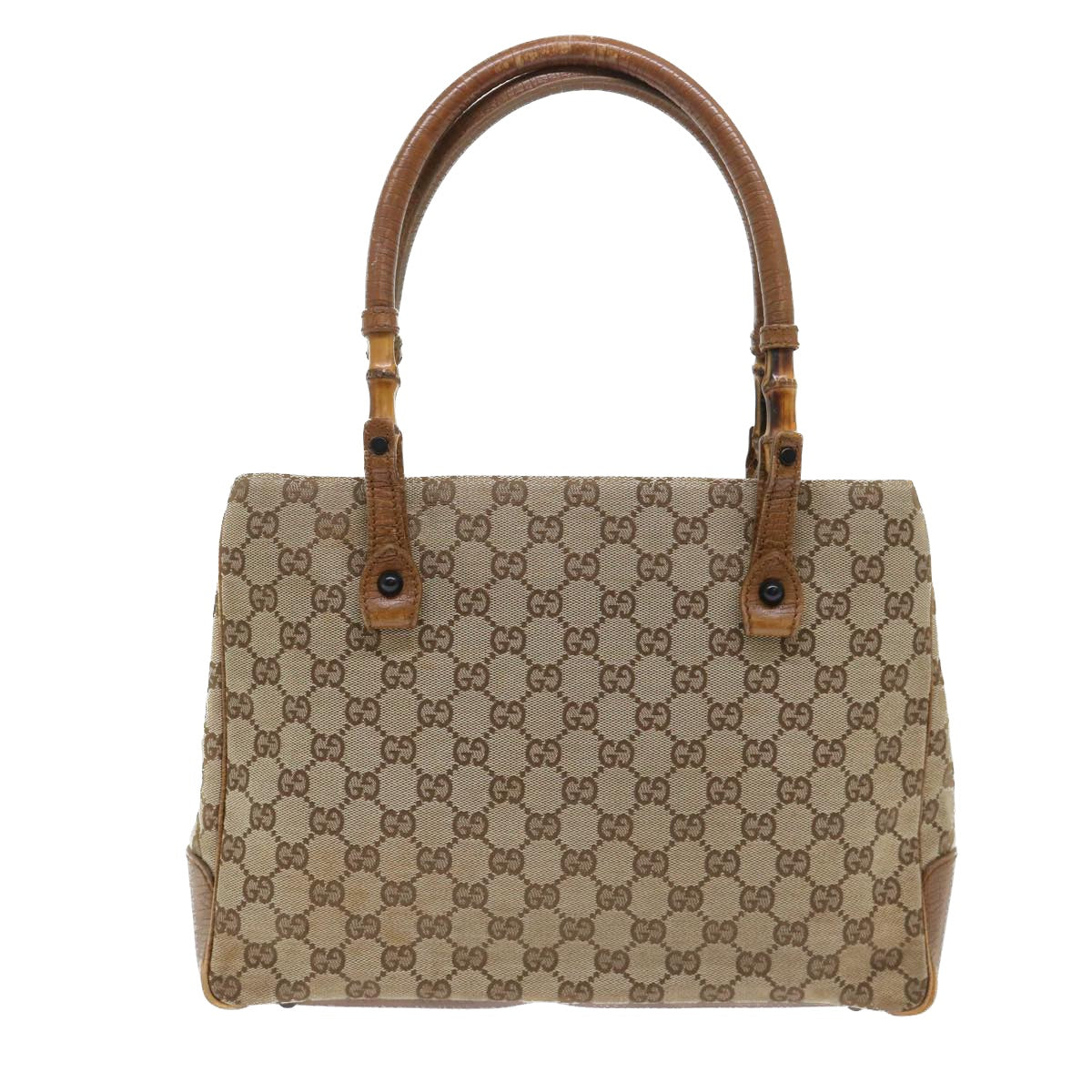 Luxury Gucci GG Canvas Bamboo Shoulder Bag Canvas Leather Black 112526  ac2174