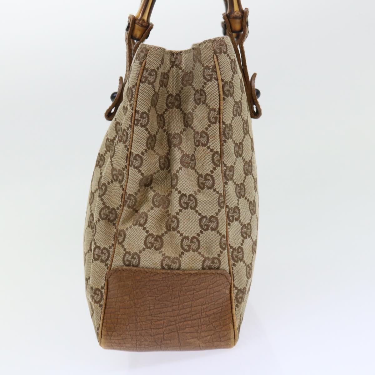 Luxury Gucci GG Canvas Bamboo Shoulder Bag Canvas Leather Black 112526  ac2174