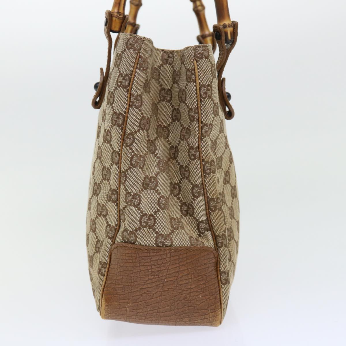 Luxury Gucci GG Canvas Bamboo Shoulder Bag Canvas Leather Black 112526  ac2174