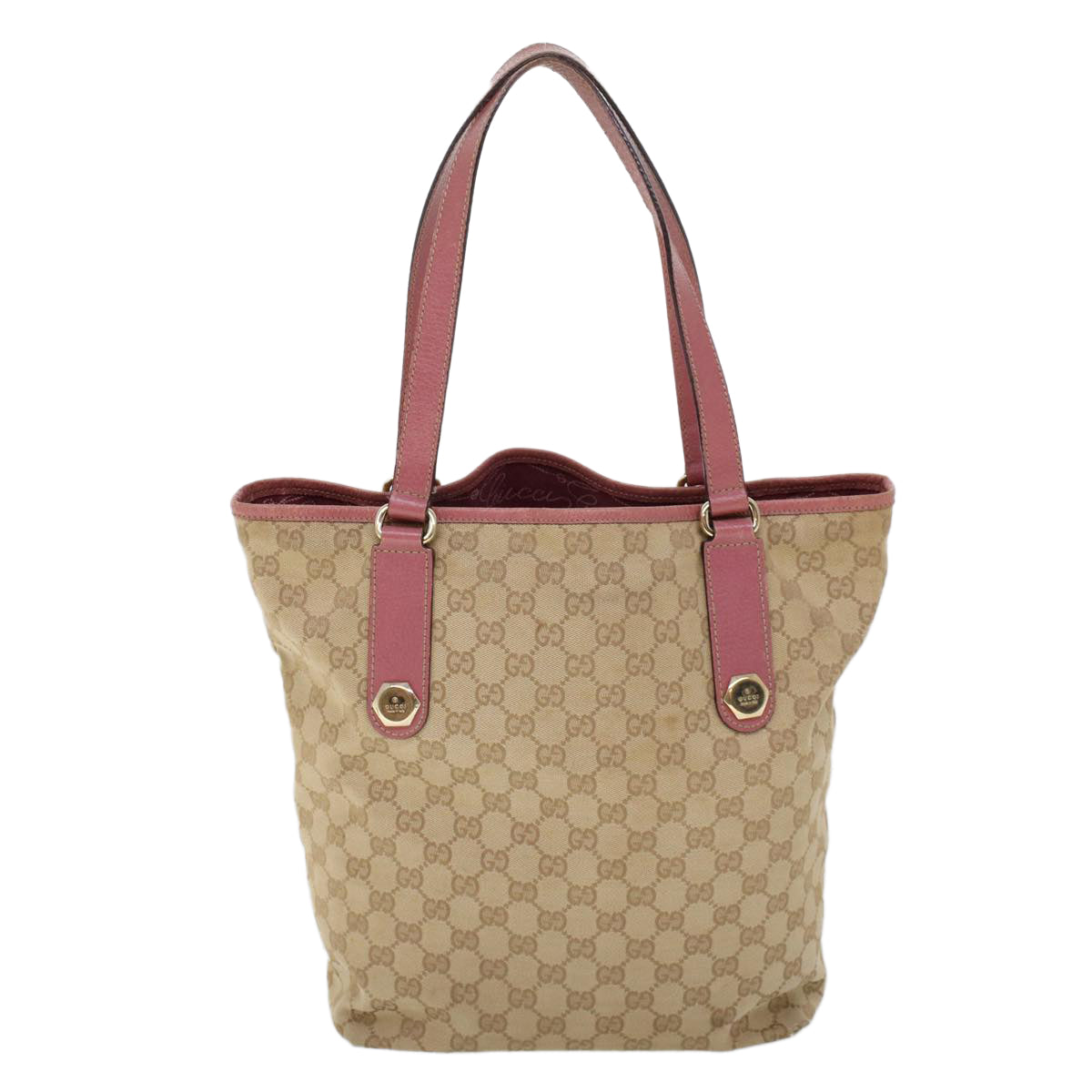 Luxury Gucci GG Canvas Shoulder Bag Canvas Leather Beige Pink  ac2175