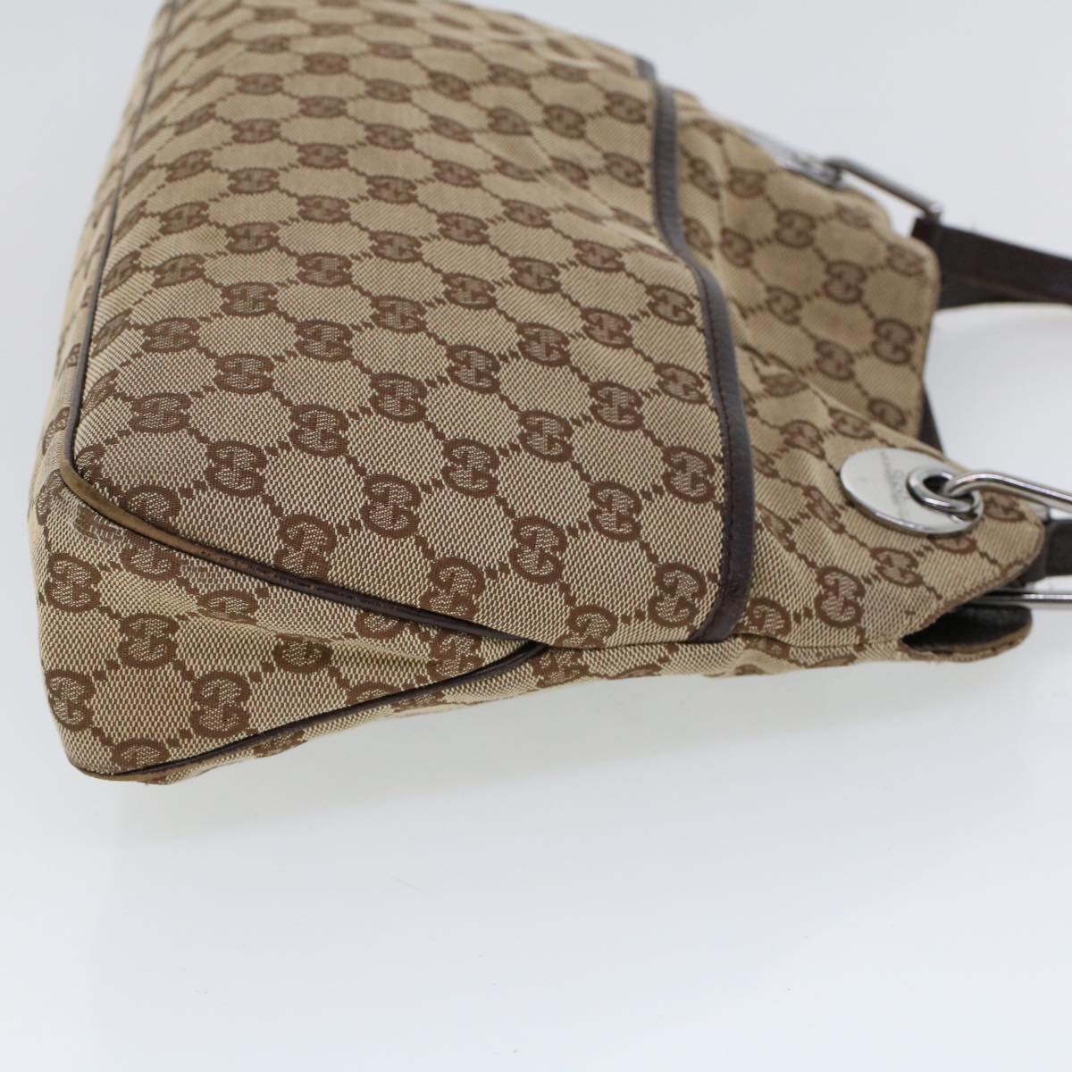 Luxury Gucci GG Canvas Hand Bag Canvas Leather Beige Brown 121023  ac2176