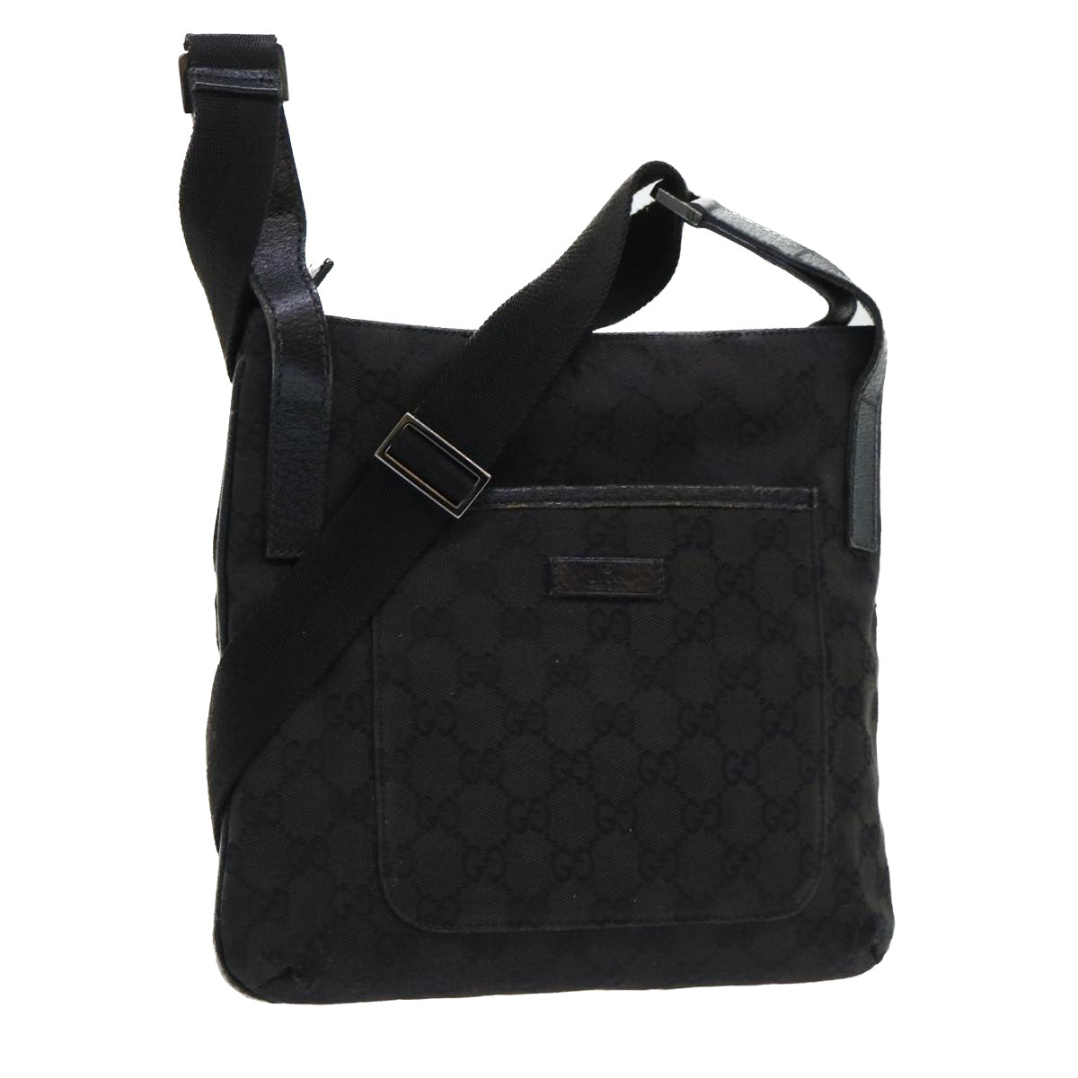 Luxury Gucci GG Canvas Shoulder Bag Canvas Leather Black 122793  ac2179